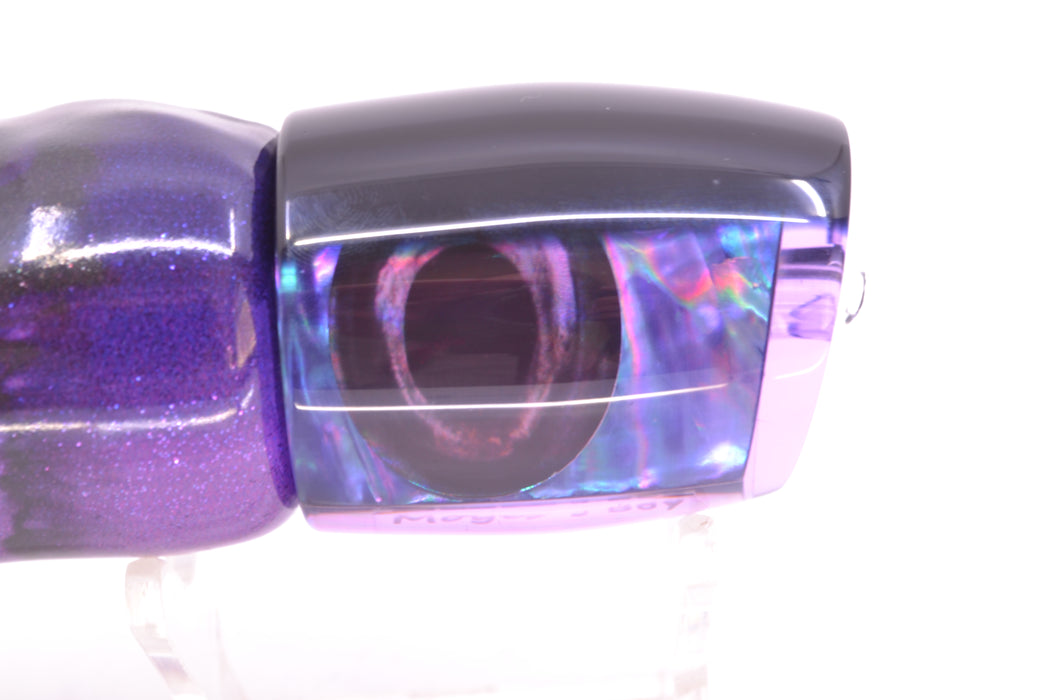 Moyes Lures Purple Rainbow MOP Black Back Taxi Eyes Medium J-Boy 12" 5oz FT Vinyl