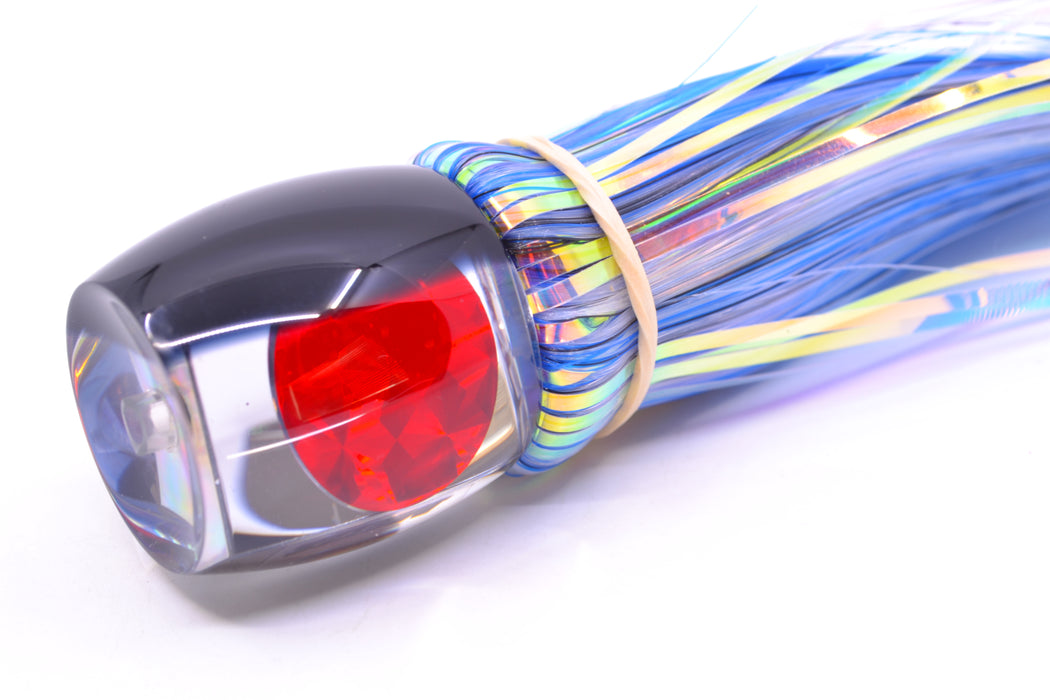 Moyes Lures Clear Mirrored Black Back Red Eyes Small Secret 9" 1.6oz Skirted Mixed Hair