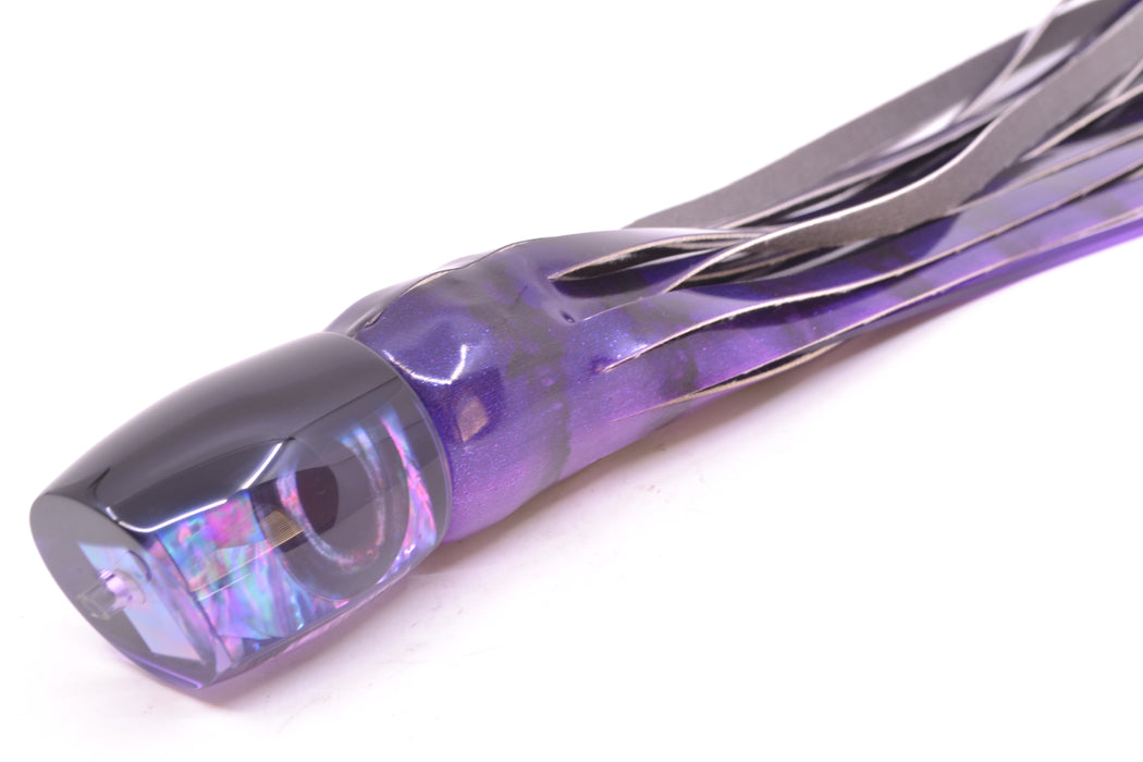Moyes Lures Purple Rainbow MOP Black Back Taxi Eyes Medium J-Boy 12" 5oz FT Vinyl