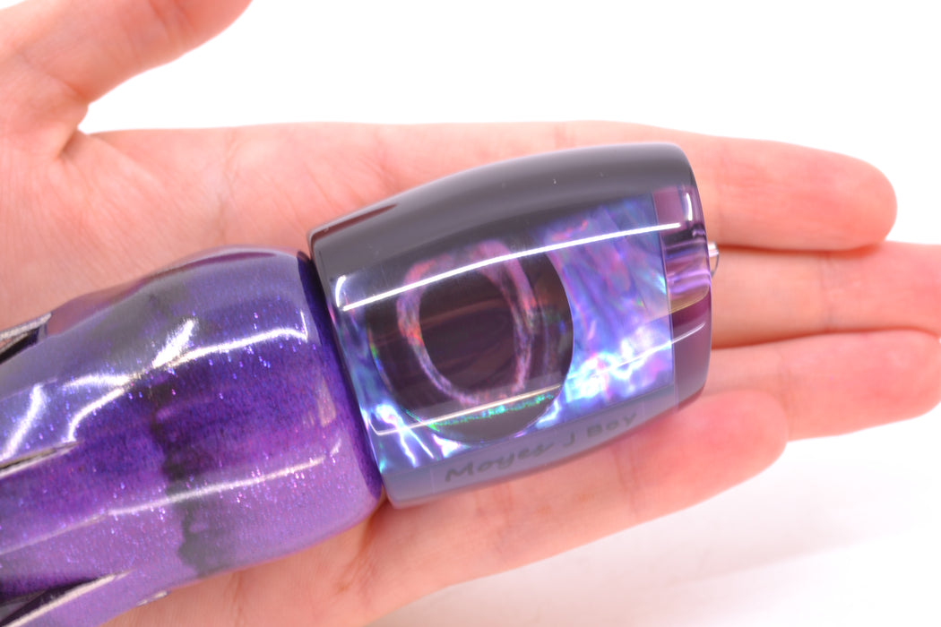 Moyes Lures Purple Rainbow MOP Black Back Taxi Eyes Medium J-Boy 12" 5oz FT Vinyl
