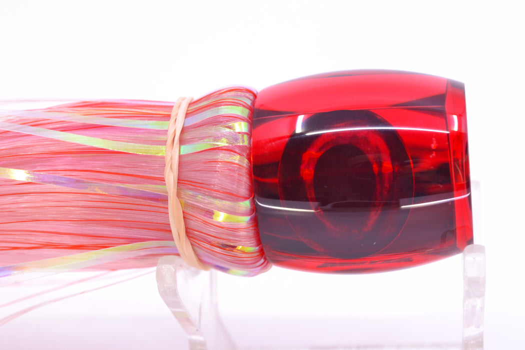 Moyes Lures Red Mirrored Taxi Eyes Small Secret 9" 1.6oz Skirted Mixed Red-White Hair