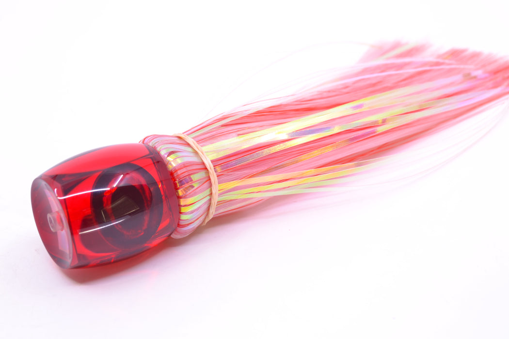 Moyes Lures Red Mirrored Taxi Eyes Small Secret 9" 1.6oz Skirted Mixed Red-White Hair