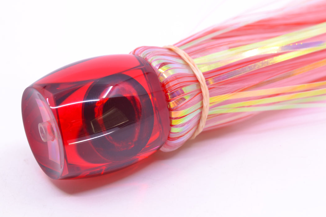 Moyes Lures Red Mirrored Taxi Eyes Small Secret 9" 1.6oz Skirted Mixed Red-White Hair