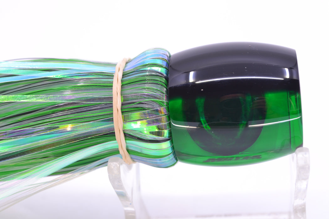 Moyes Lures Green MOP Black Back Small Secret 9" 1.6oz Skirted Mixed Black-White-Green Hair