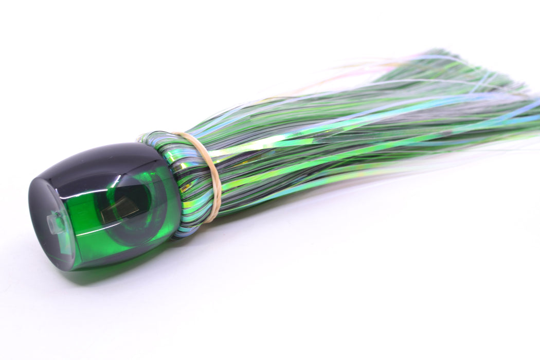 Moyes Lures Green MOP Black Back Small Secret 9" 1.6oz Skirted Mixed Black-White-Green Hair