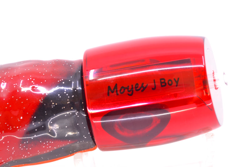 Moyes Lures Red Mirrored Taxi Eyes Medium J-Boy 12" 7oz Skirted Black-Orange-Red