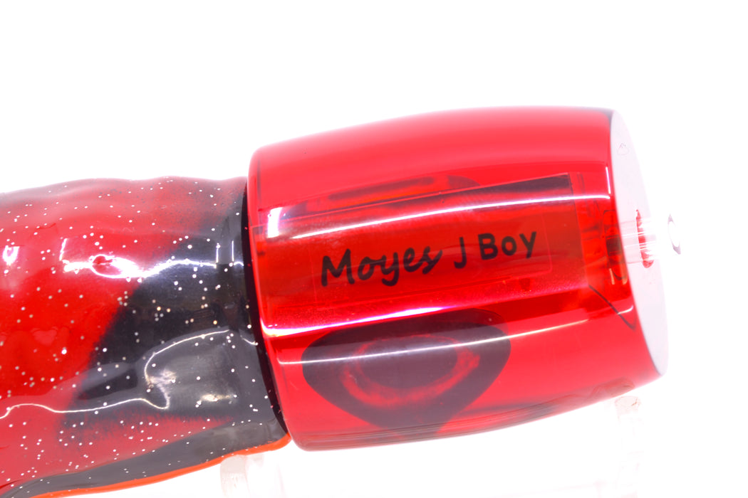 Moyes Lures Red Mirrored Taxi Eyes Medium J-Boy 12" 7oz Skirted Black-Orange-Red