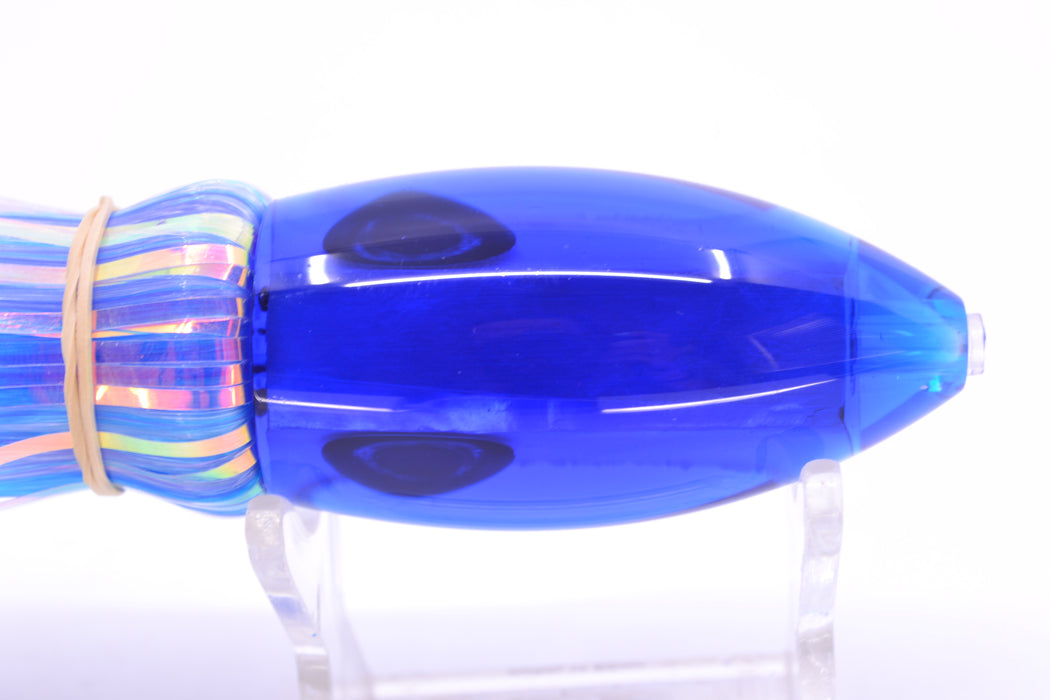 Moyes Lures Ice Blue MOP Blue Back Small Ono Bullet 7" 3.8oz Skirted Mixed Hair