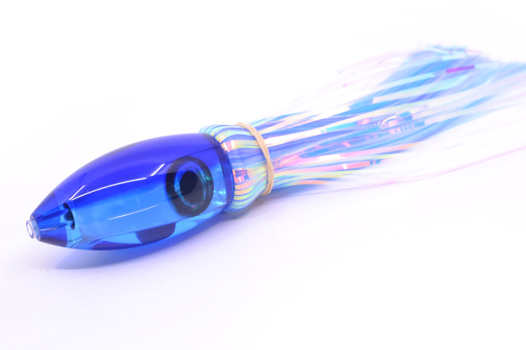 Moyes Lures Ice Blue MOP Blue Back Small Ono Bullet 7" 3.8oz Skirted Mixed Hair