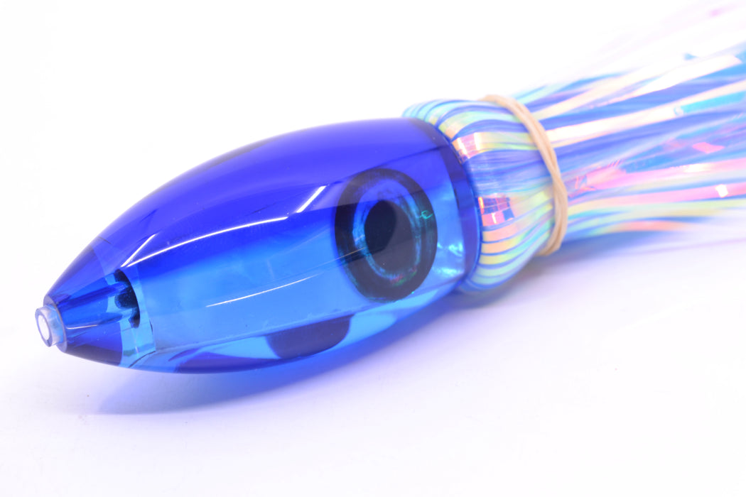 Moyes Lures Ice Blue MOP Blue Back Small Ono Bullet 7" 3.8oz Skirted Mixed Hair