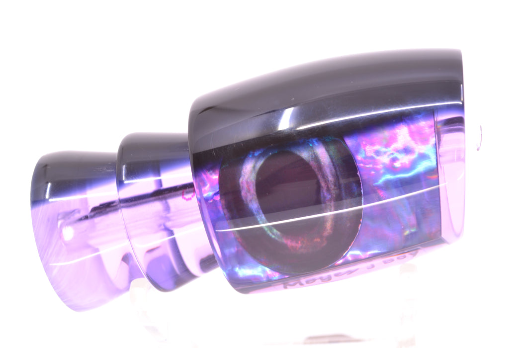 Moyes Lures Purple Rainbow MOP Black Back Taxi Eyes Medium J-Boy 12" 4oz