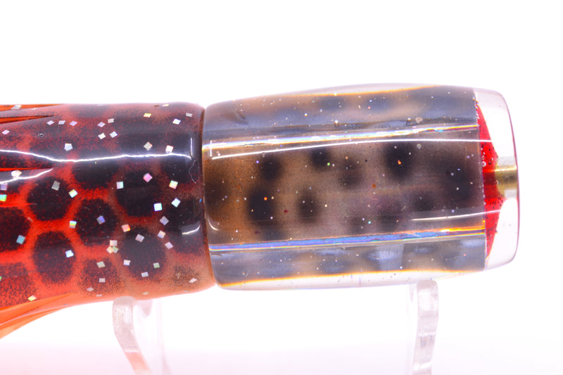Ganku Lures "Tiger Cowrie" Hunchback Pusher 9" 6.5oz Skirted Black Dots/Orange