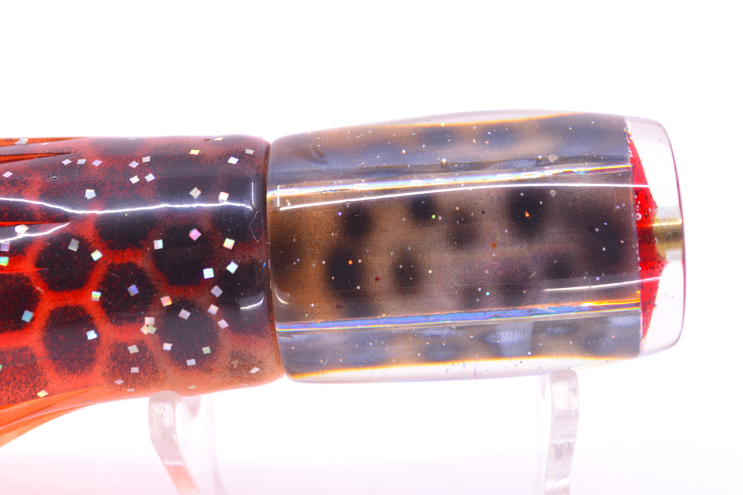 Ganku Lures "Tiger Cowrie" Hunchback Pusher 9" 6.5oz Skirted Black Dots/Orange