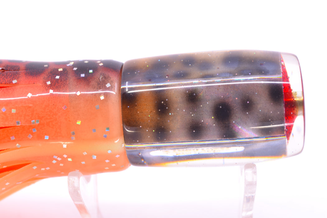 Ganku Lures "Tiger Cowrie" Hunchback Pusher 9" 6.5oz Skirted Black Dots/Orange