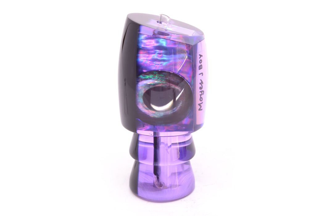 Moyes Lures Purple Rainbow MOP Black Back Taxi Eyes Medium J-Boy 12" 4oz