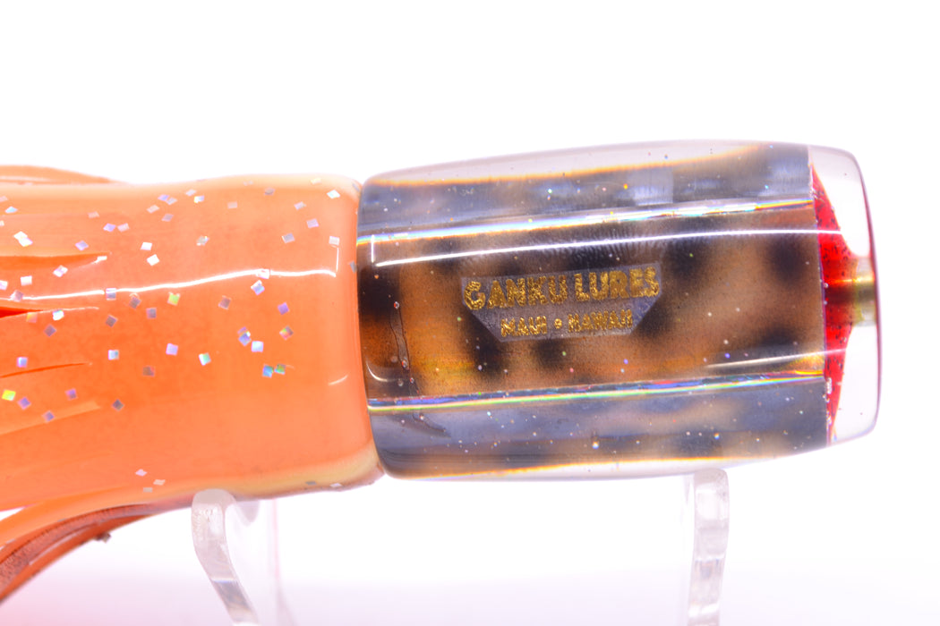 Ganku Lures "Tiger Cowrie" Hunchback Pusher 9" 6.5oz Skirted Black Dots/Orange