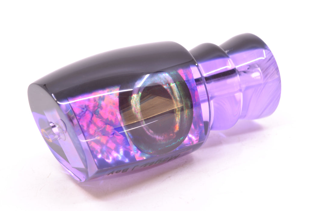 Moyes Lures Purple Rainbow MOP Black Back Taxi Eyes Medium J-Boy 12" 4oz