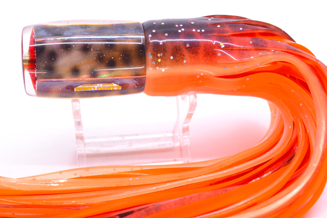 Ganku Lures "Tiger Cowrie" Hunchback Pusher 9" 6.5oz Skirted Black Dots/Orange