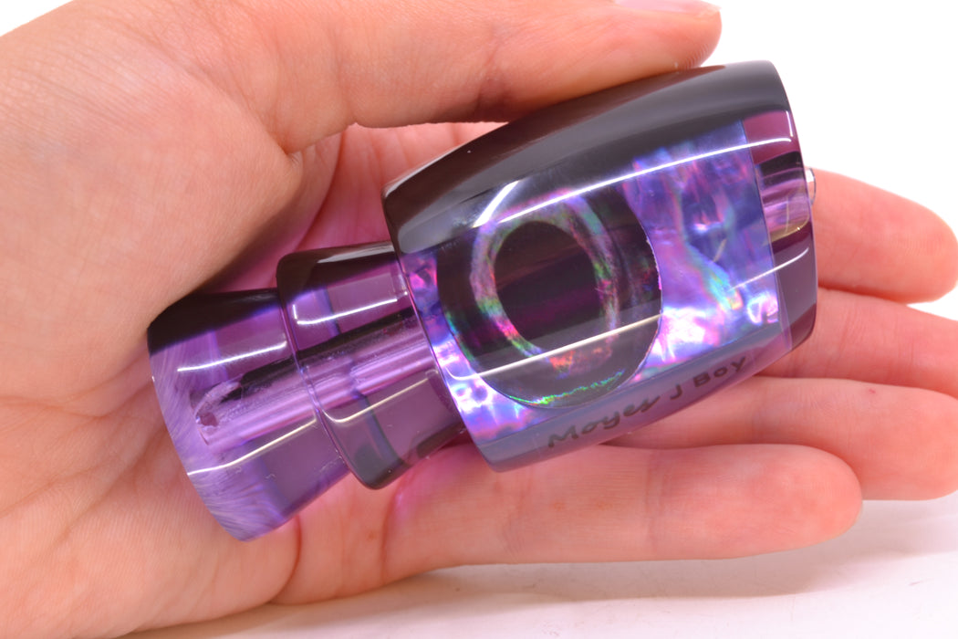 Moyes Lures Purple Rainbow MOP Black Back Taxi Eyes Medium J-Boy 12" 4oz