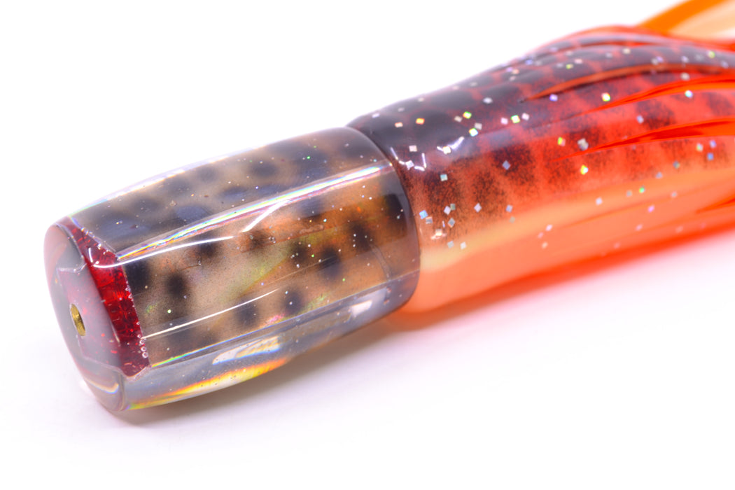 Ganku Lures "Tiger Cowrie" Hunchback Pusher 9" 6.5oz Skirted Black Dots/Orange