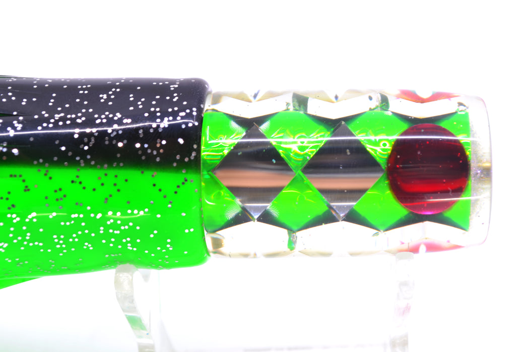 Ganku Lures Green Rainbow "Ganku Special" Red Eyes Pusher 9" 6.5oz Skirted Black-Green