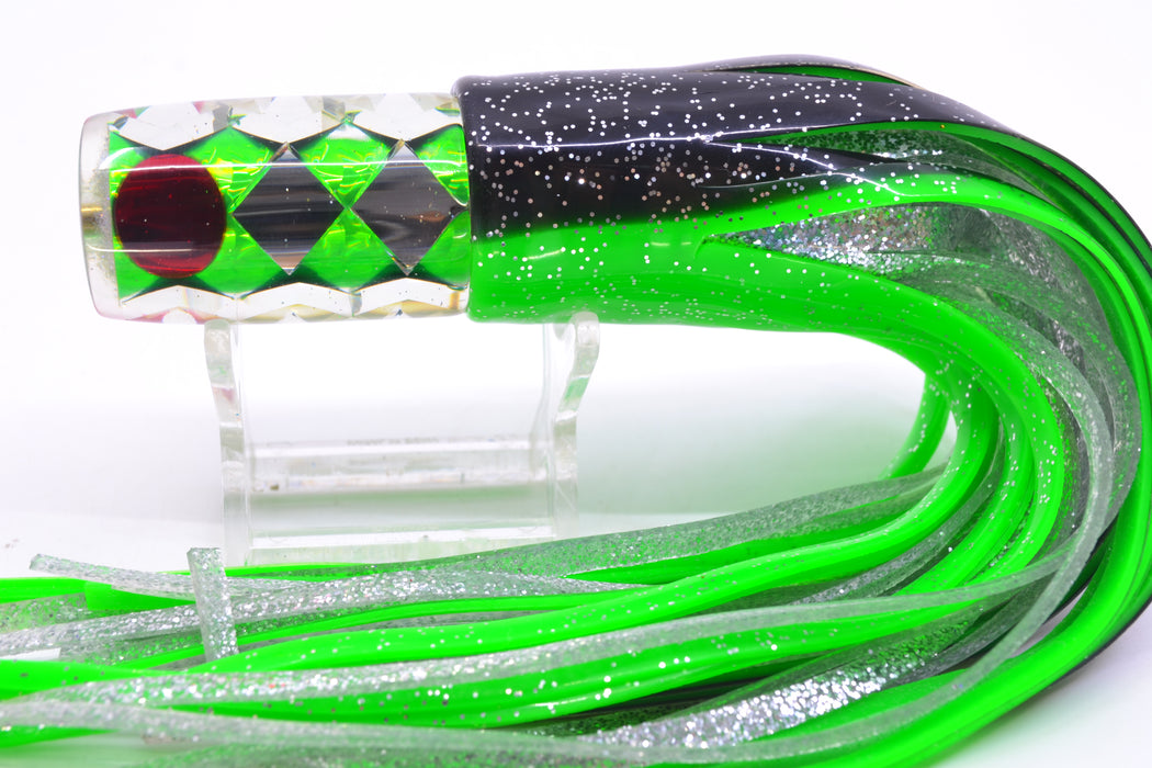 Ganku Lures Green Rainbow "Ganku Special" Red Eyes Pusher 9" 6.5oz Skirted Black-Green