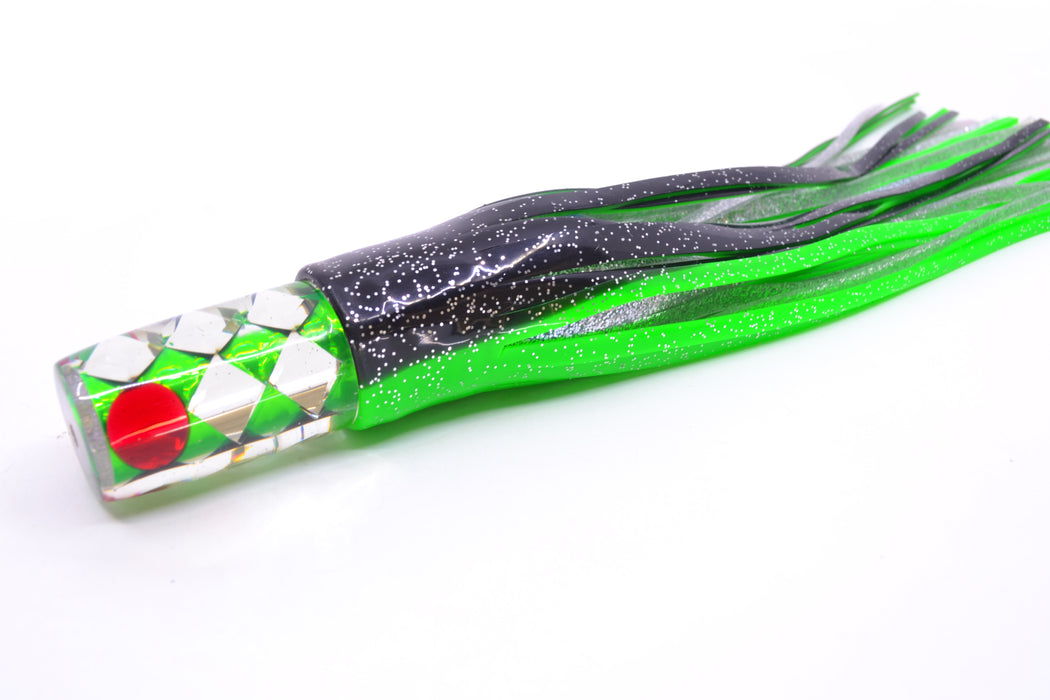Ganku Lures Green Rainbow "Ganku Special" Red Eyes Pusher 9" 6.5oz Skirted Black-Green