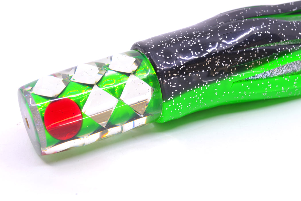 Ganku Lures Green Rainbow "Ganku Special" Red Eyes Pusher 9" 6.5oz Skirted Black-Green