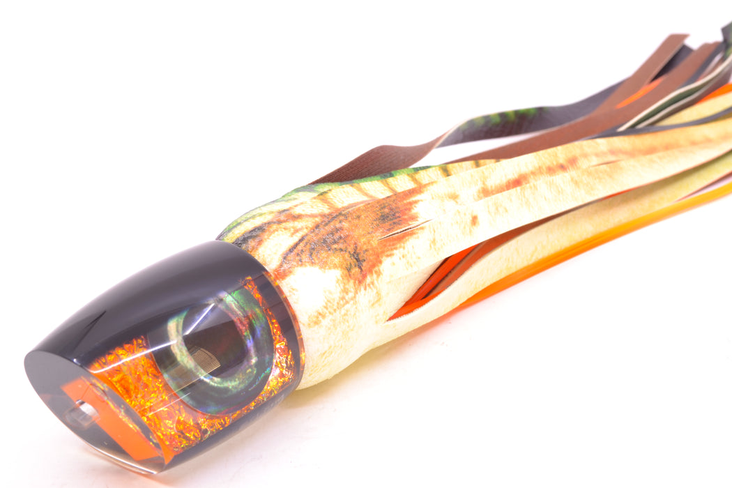 Moyes Lures Orange Dichro Black Back Bushmaster 12" 7.5oz ALV Vinyl Fire Mackerel