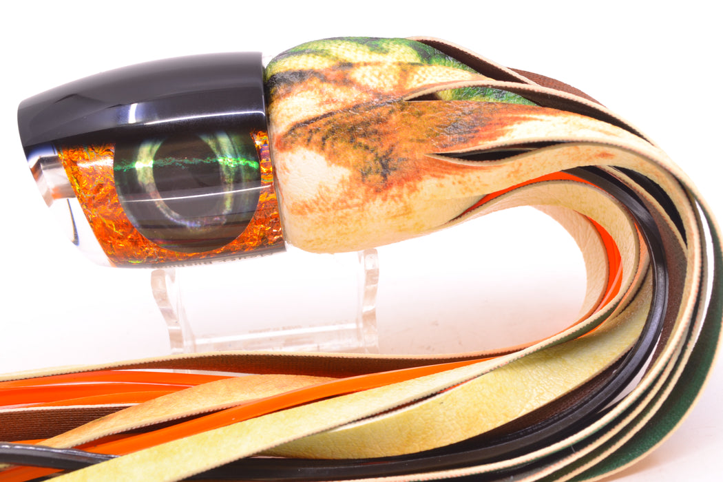 Moyes Lures Orange Dichro Black Back Bushmaster 12" 7.5oz ALV Vinyl Fire Mackerel