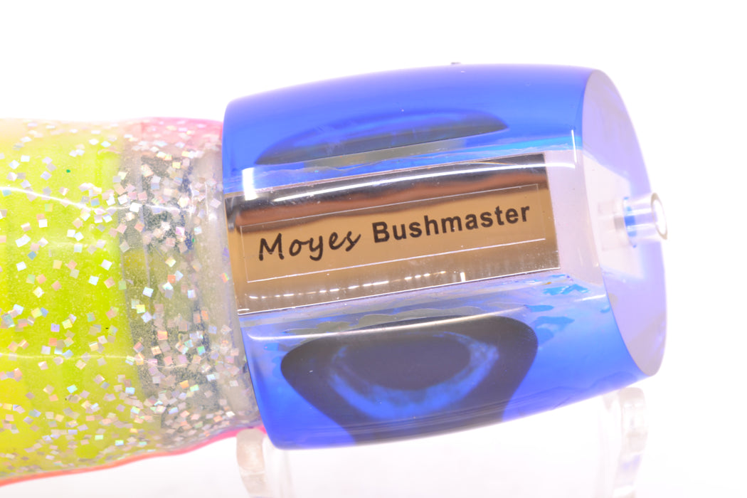 Moyes Lures Ice Blue-Pink Dichro Blue Back Taxi Eyes Bushmaster 12" 10oz Skirted