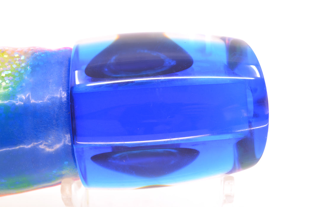 Moyes Lures Ice Blue-Pink Dichro Blue Back Taxi Eyes Bushmaster 12" 10oz Skirted