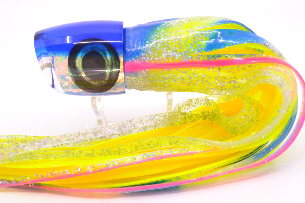 Moyes Lures Ice Blue-Pink Dichro Blue Back Taxi Eyes Bushmaster 12" 10oz Skirted