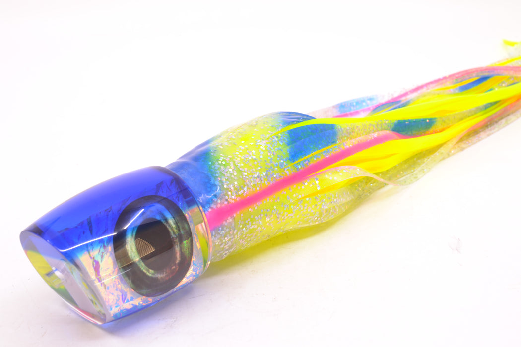 Moyes Lures Ice Blue-Pink Dichro Blue Back Taxi Eyes Bushmaster 12" 10oz Skirted
