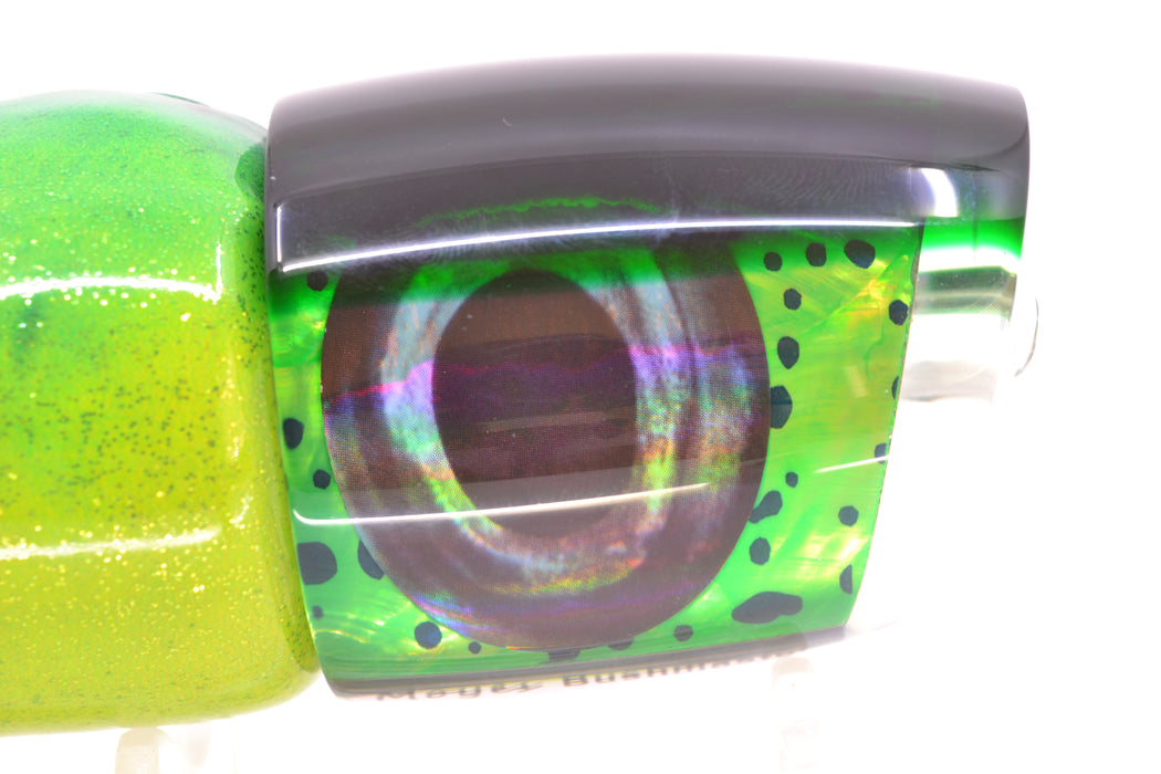 Moyes Lures Mahi MOP Green Back Taxi Eyes Bushmaster 12" 7.5oz FT Vinyl Mahi