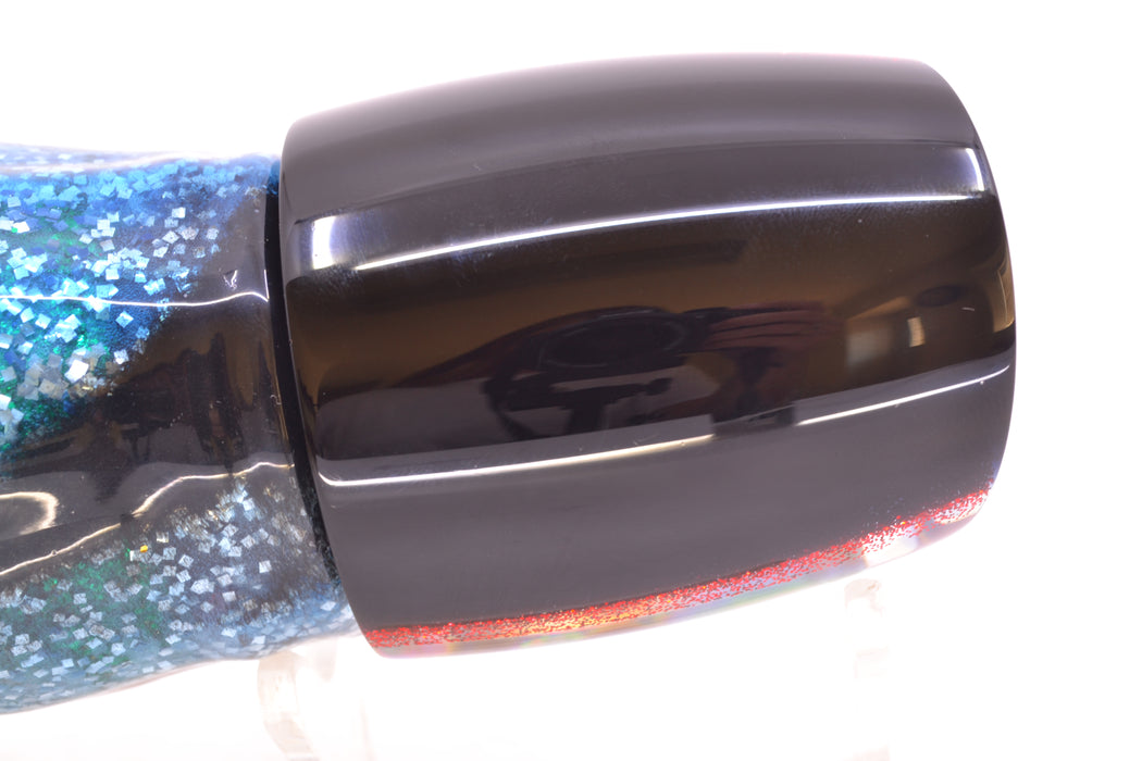 Moyes Lures Blue-Purple Abalone Black-Red Back Taxi Eyes Bushmaster 12" 10oz Skirted Evil