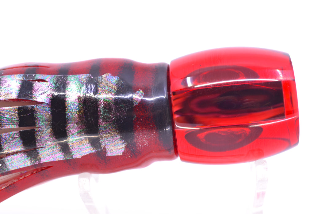 Moyes Lures Red Mirrored Taxi Eyes Small Secret 9" 3oz Skirted Red Aurora