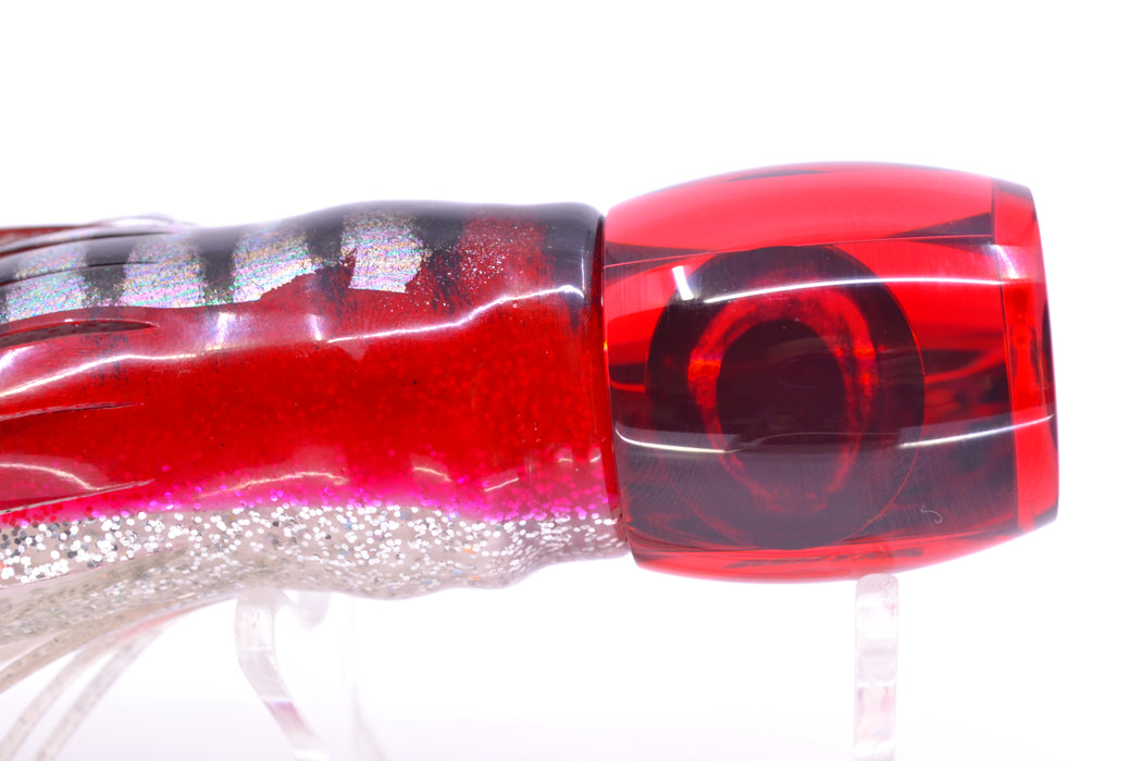 Moyes Lures Red Mirrored Taxi Eyes Small Secret 9" 3oz Skirted Red Aurora
