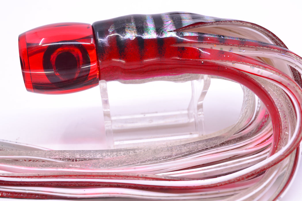 Moyes Lures Red Mirrored Taxi Eyes Small Secret 9" 3oz Skirted Red Aurora
