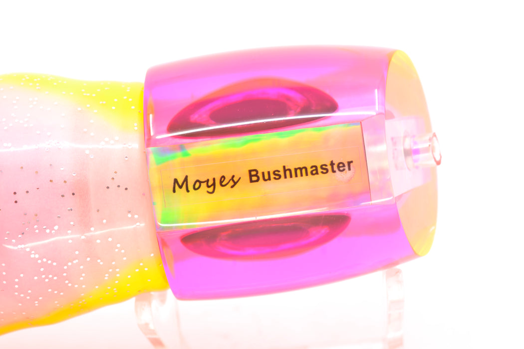 Moyes Lures Pink MOP Pink Back Taxi Eyes Bushmaster 12" 10oz Skirted Orange-Yellow-White