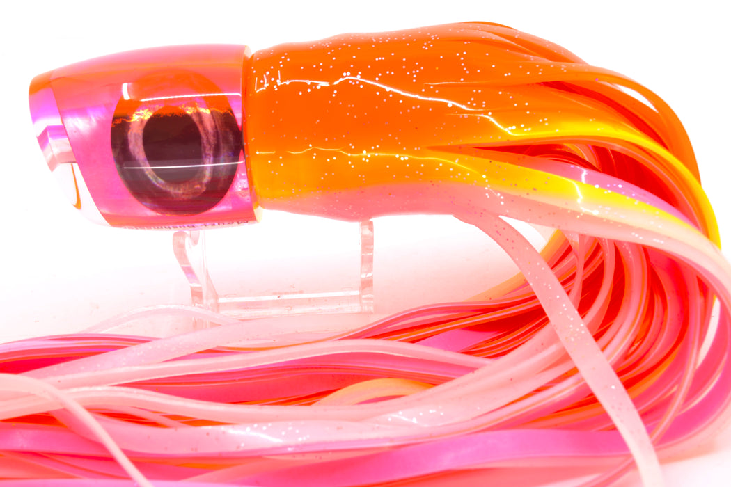 Moyes Lures Pink MOP Pink Back Taxi Eyes Bushmaster 12" 10oz Skirted Orange-Yellow-White