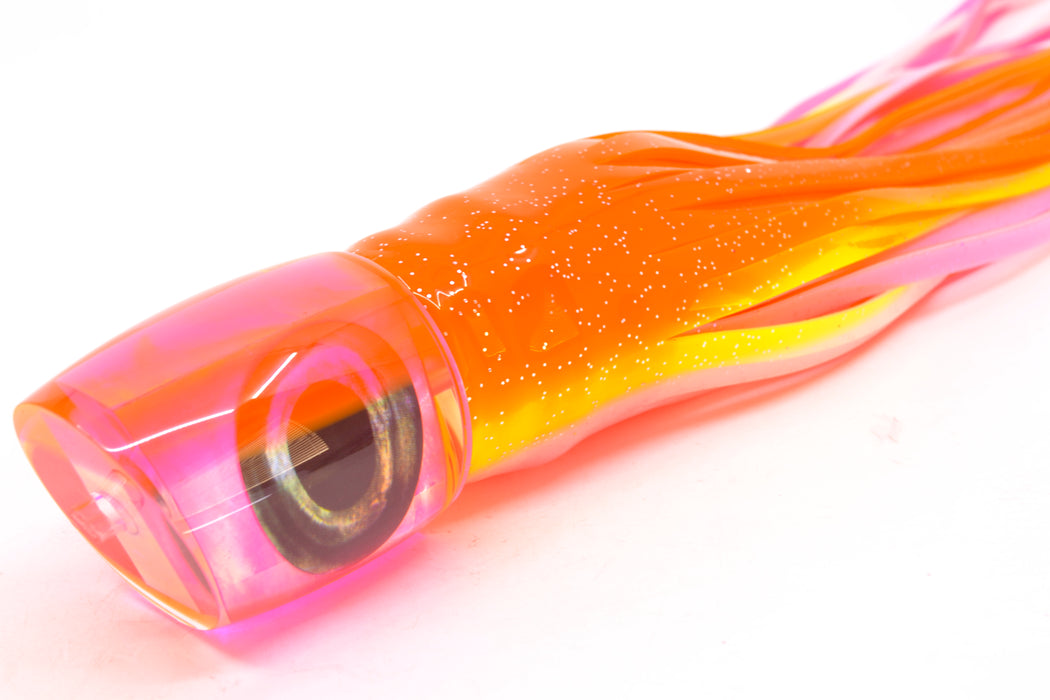 Moyes Lures Pink MOP Pink Back Taxi Eyes Bushmaster 12" 10oz Skirted Orange-Yellow-White