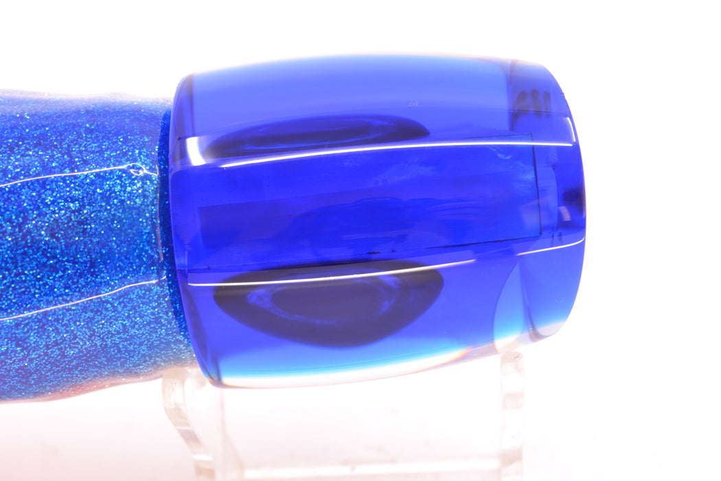 Moyes Lures White MOP Blue Back Taxi Eyes Bushmaster 12" 10oz Skirted Blue-Silver