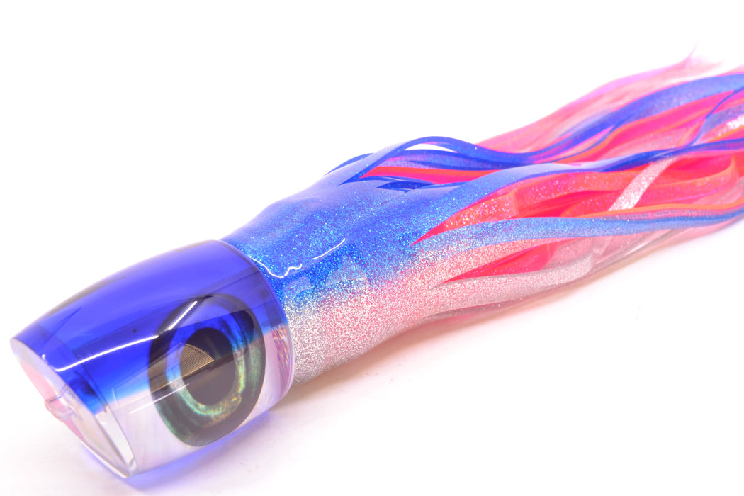 Moyes Lures White MOP Blue Back Taxi Eyes Bushmaster 12" 10oz Skirted Blue-Silver