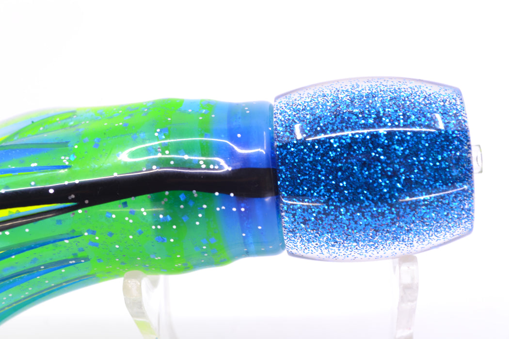 Moyes Lures White MOP Blue Glitter Back Red Eyes Small Secret 9" 3oz Skirted