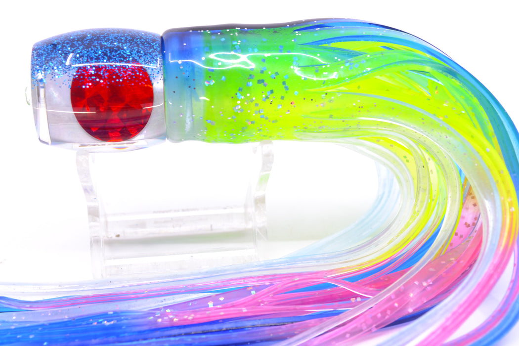 Moyes Lures White MOP Blue Glitter Back Red Eyes Small Secret 9" 3oz Skirted