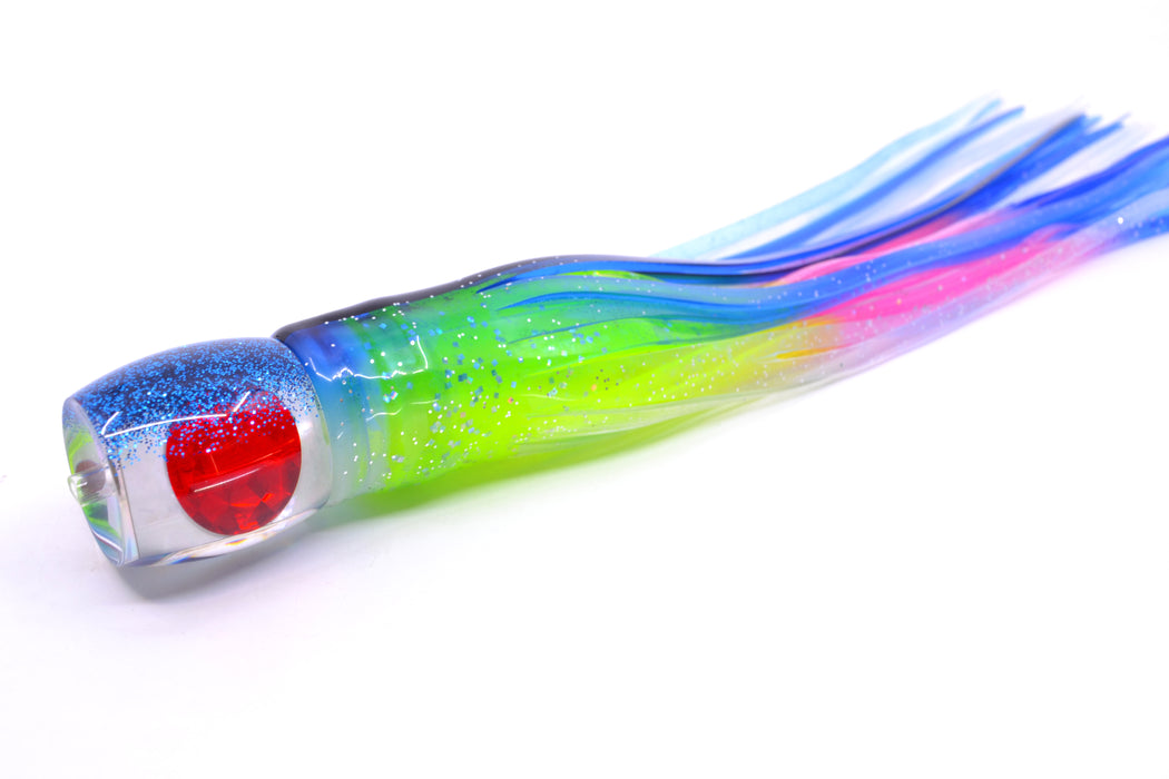 Moyes Lures White MOP Blue Glitter Back Red Eyes Small Secret 9" 3oz Skirted