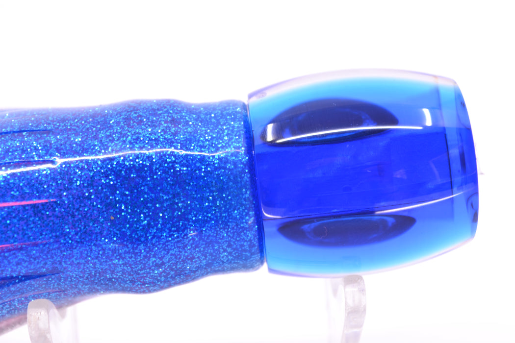Moyes Lures White MOP Blue Back Taxi Eyes Small Secret 9" 3oz Skirted Blue-Silver/Pink