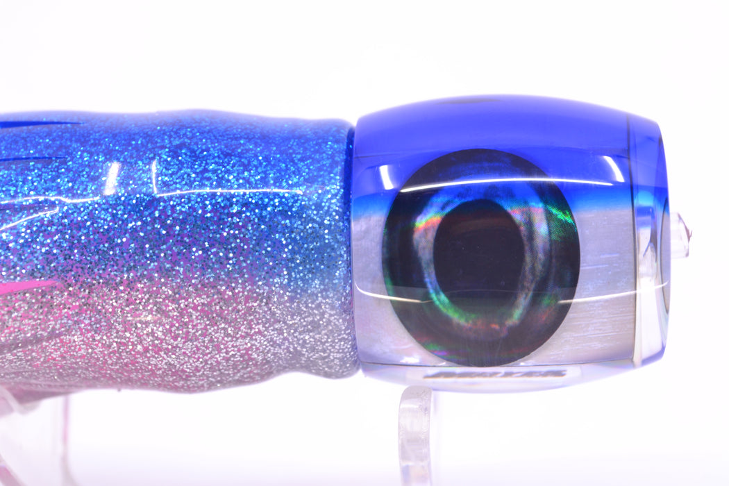 Moyes Lures White MOP Blue Back Taxi Eyes Small Secret 9" 3oz Skirted Blue-Silver/Pink