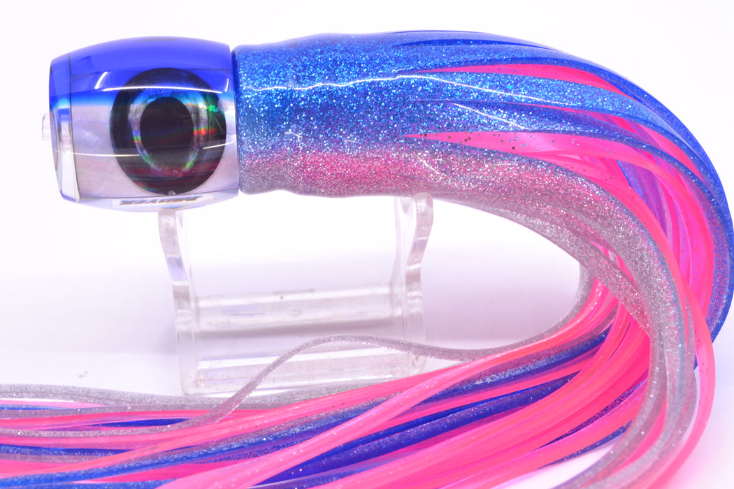 Moyes Lures White MOP Blue Back Taxi Eyes Small Secret 9" 3oz Skirted Blue-Silver/Pink